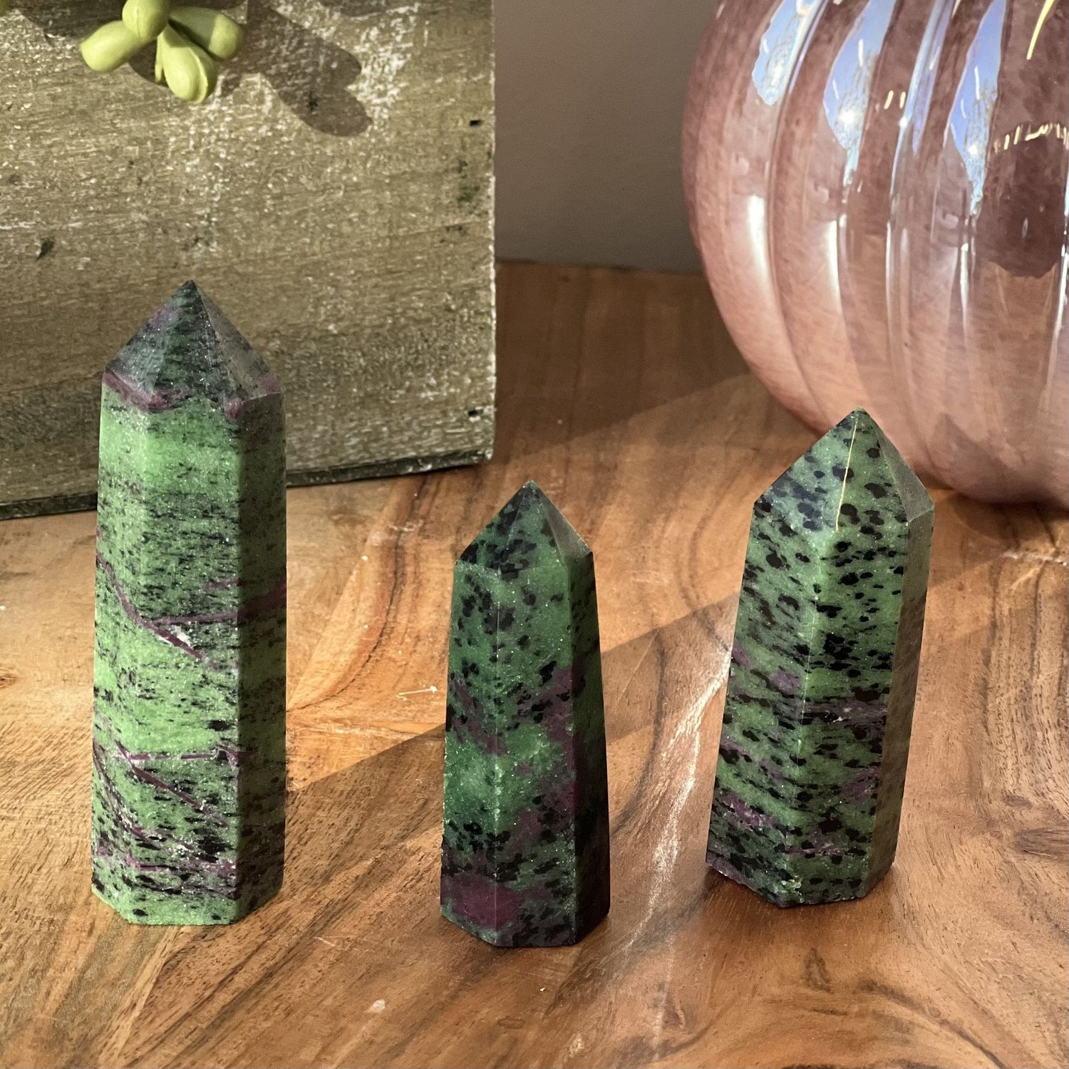 3-5&quot; Gemstone Obelisk - Ruby Zoisite, SKU 30424056, UPC 700317056256