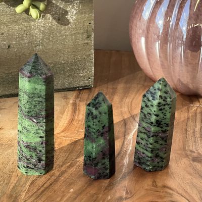 3-5&quot; Gemstone Obelisk - Ruby Zoisite, SKU 30424056, UPC 700317056256