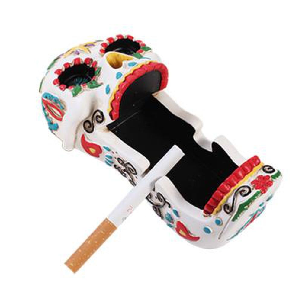 6&quot; Day fo the Dead Ashtray - White Skeleton, SKU PG-10816, UPC 700317038269