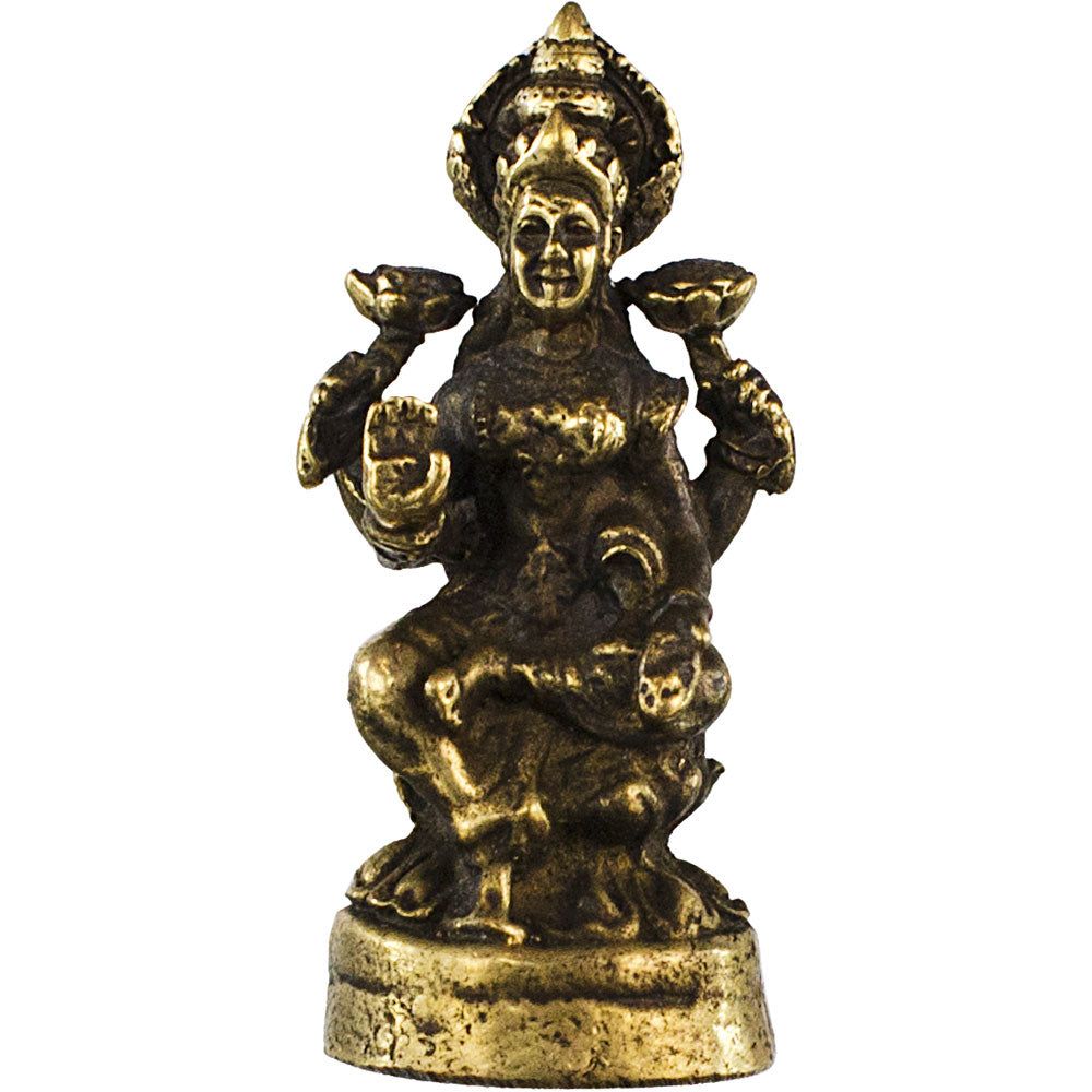 1.3&quot; Mini Brass Figurine - Laksmi (Pack of 3), SKU KH-33429, UPC 700317246343