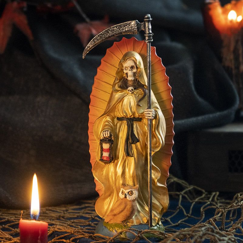 7.25&quot; Santa Muerte Gold Statue, SKU PG-15242, UPC 700317245988