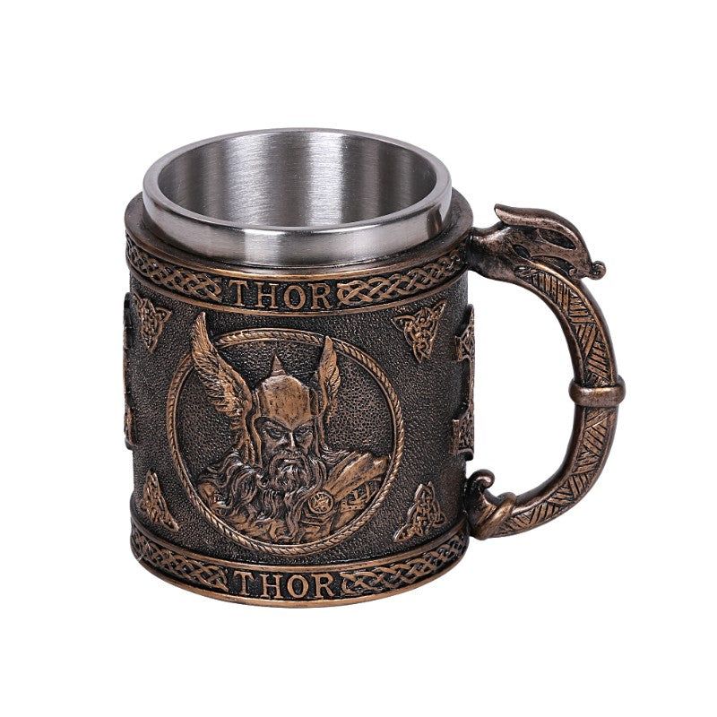 5.75&quot; Stainless Steel Resin Mug - Thor, SKU PG-12794, UPC 700317045571