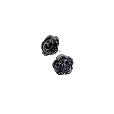 Black Rose Stud Earrings, SKU AL-E339, UPC 700317061175