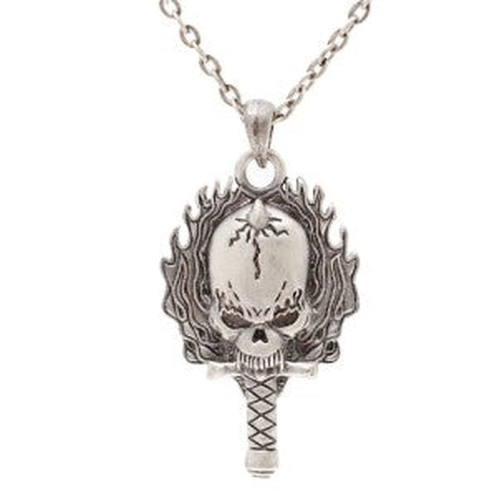Flaming Dagger Skull Necklace, SKU PG-J127, UPC 700317072911