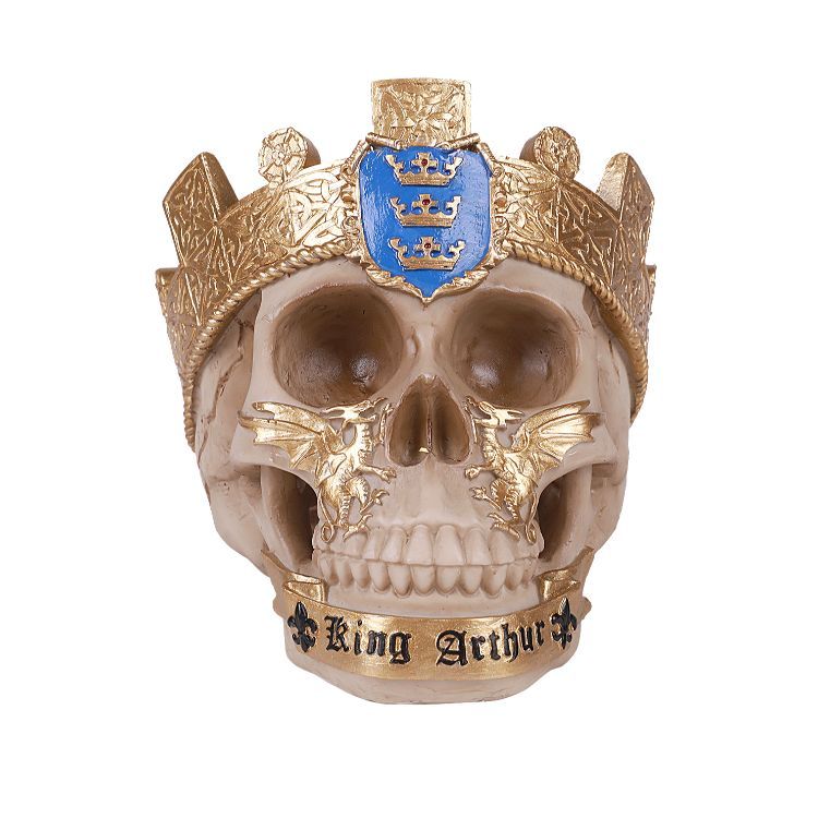7.5&quot; King Arthur Skull Statue, SKU PG-13669, UPC 700317072263