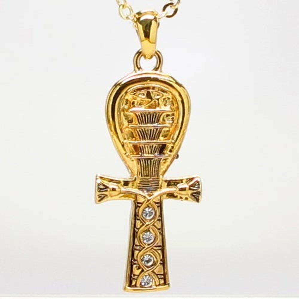 Ankh With Crystals Necklace, SKU PG-J363, UPC 6016013646603