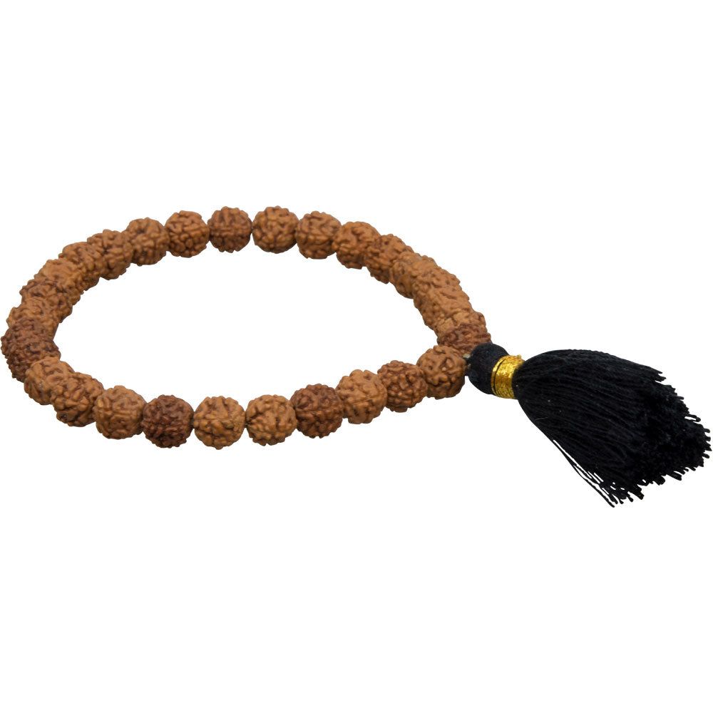 Elastic Rudraksha Seeds Mala Bracelet - Natural, SKU KH-98087, UPC 700317069515