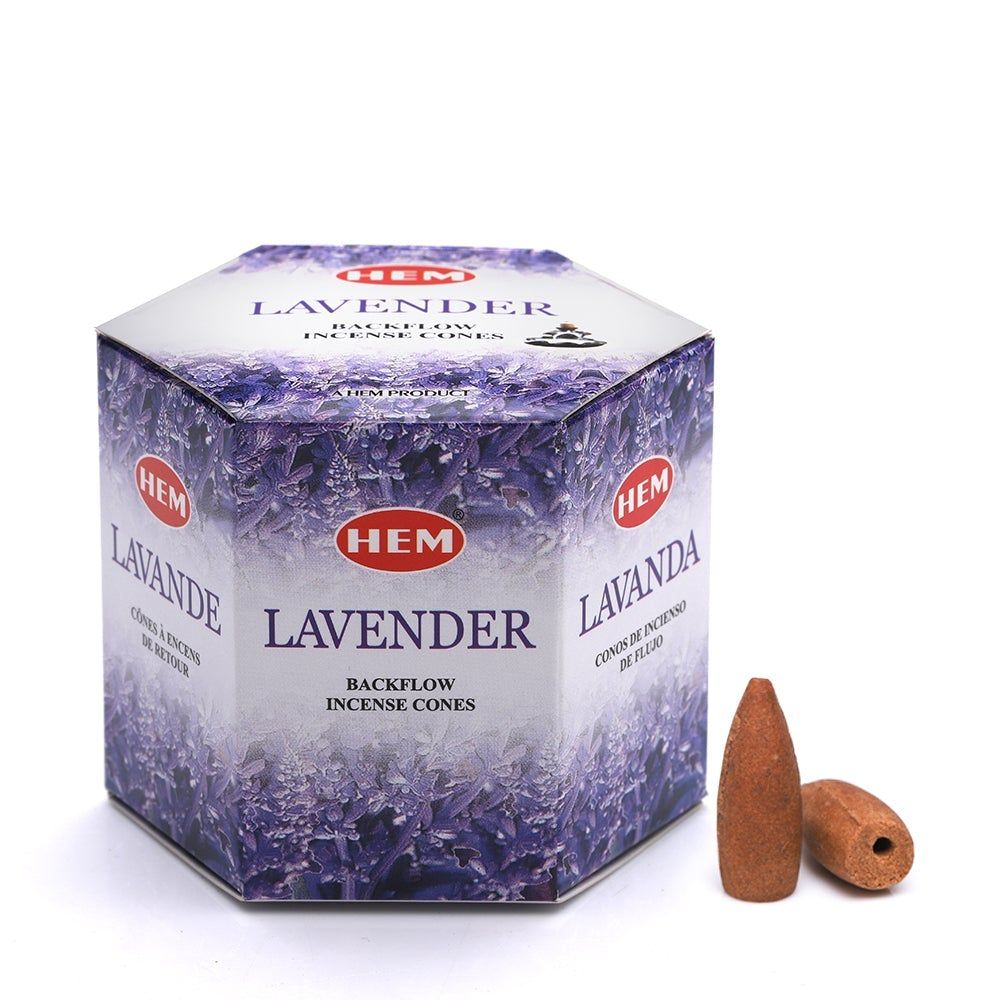 Lavender HEM Backflow Incense Cones (40 Pack), SKU HBFC-LV, UPC