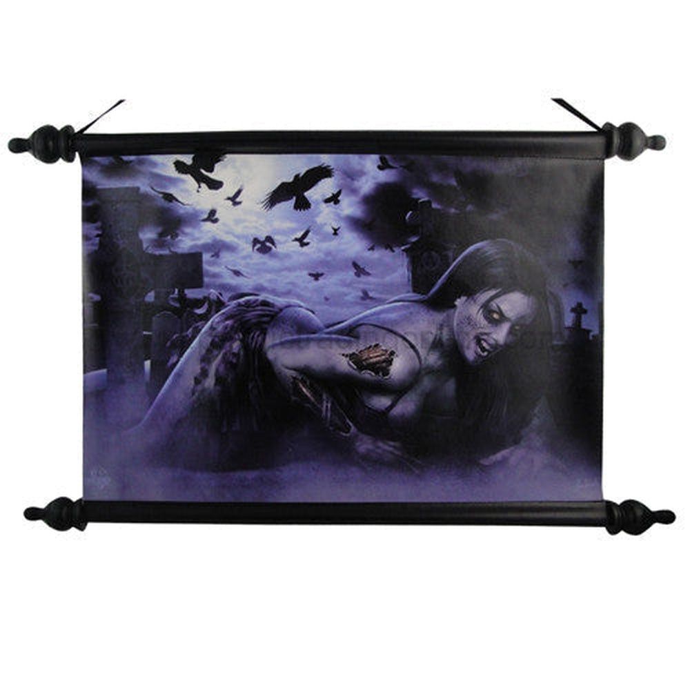 12&quot; Zombie Girl Printed Silhouette Hanging Art Wall Scroll, SKU PG-9804, UPC 700317024583