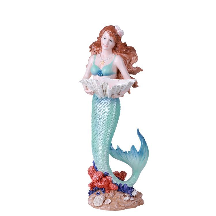 17&quot; Standing Mermaid with Shell Statue, SKU PG-13367, UPC 700317293996