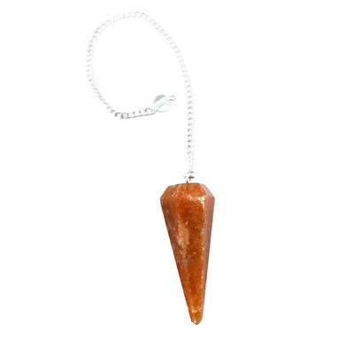 6-Sided Pendulum - Orange Sunstone, SKU PEND-92, UPC 6016000287291