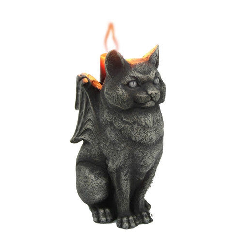 5.25&quot; Gargoyle Cat Candle Holder, SKU PG-11902, UPC 700317066262