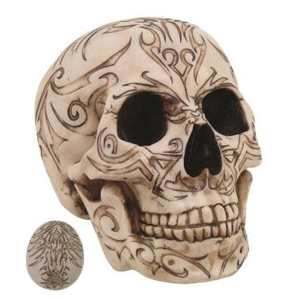 7.6&quot; Tribal Skull Statue, SKU PG-8647, UPC 700317072812