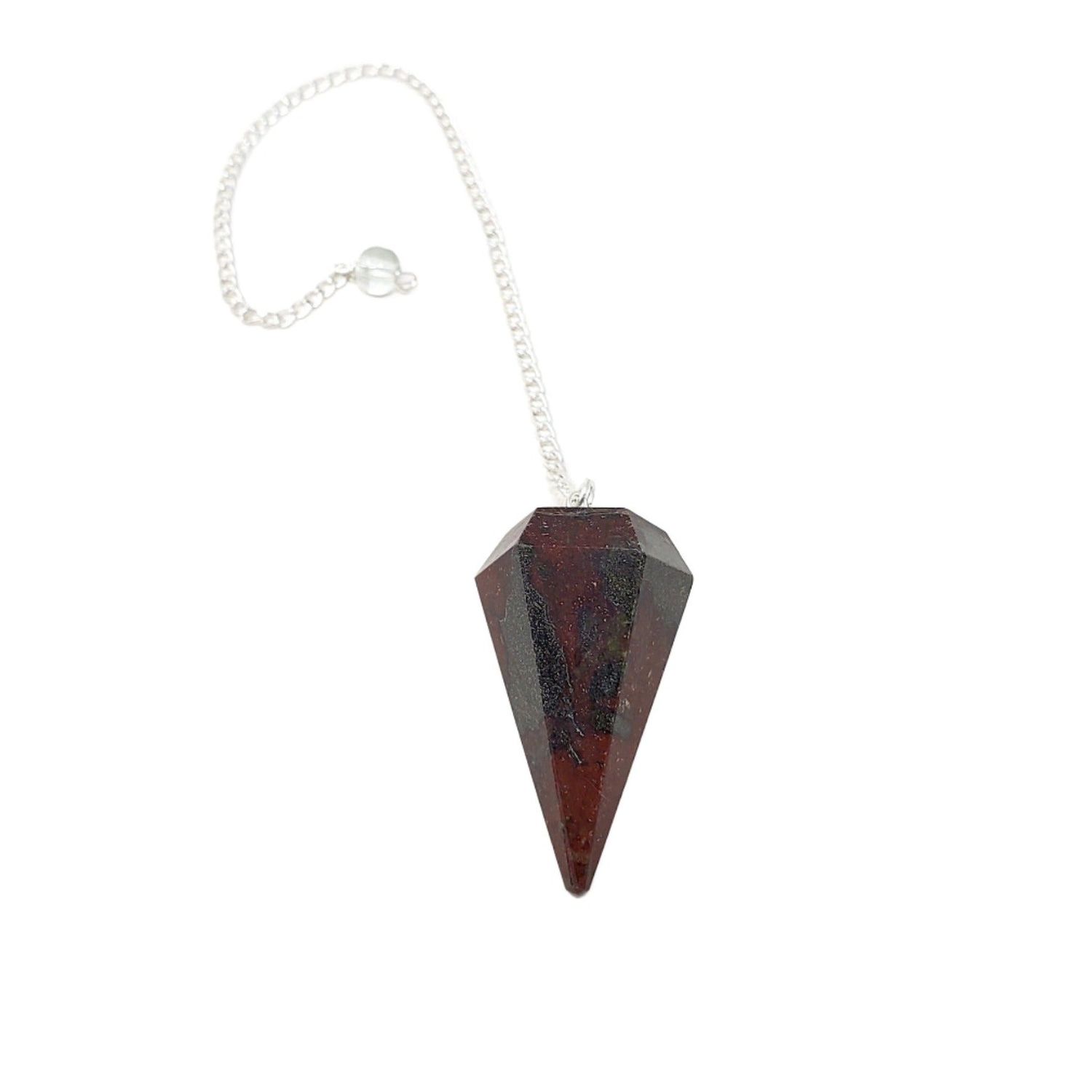 6-Sided Pendulum - Dragon Blood Jasper, SKU PEND-79, UPC 6016013264289