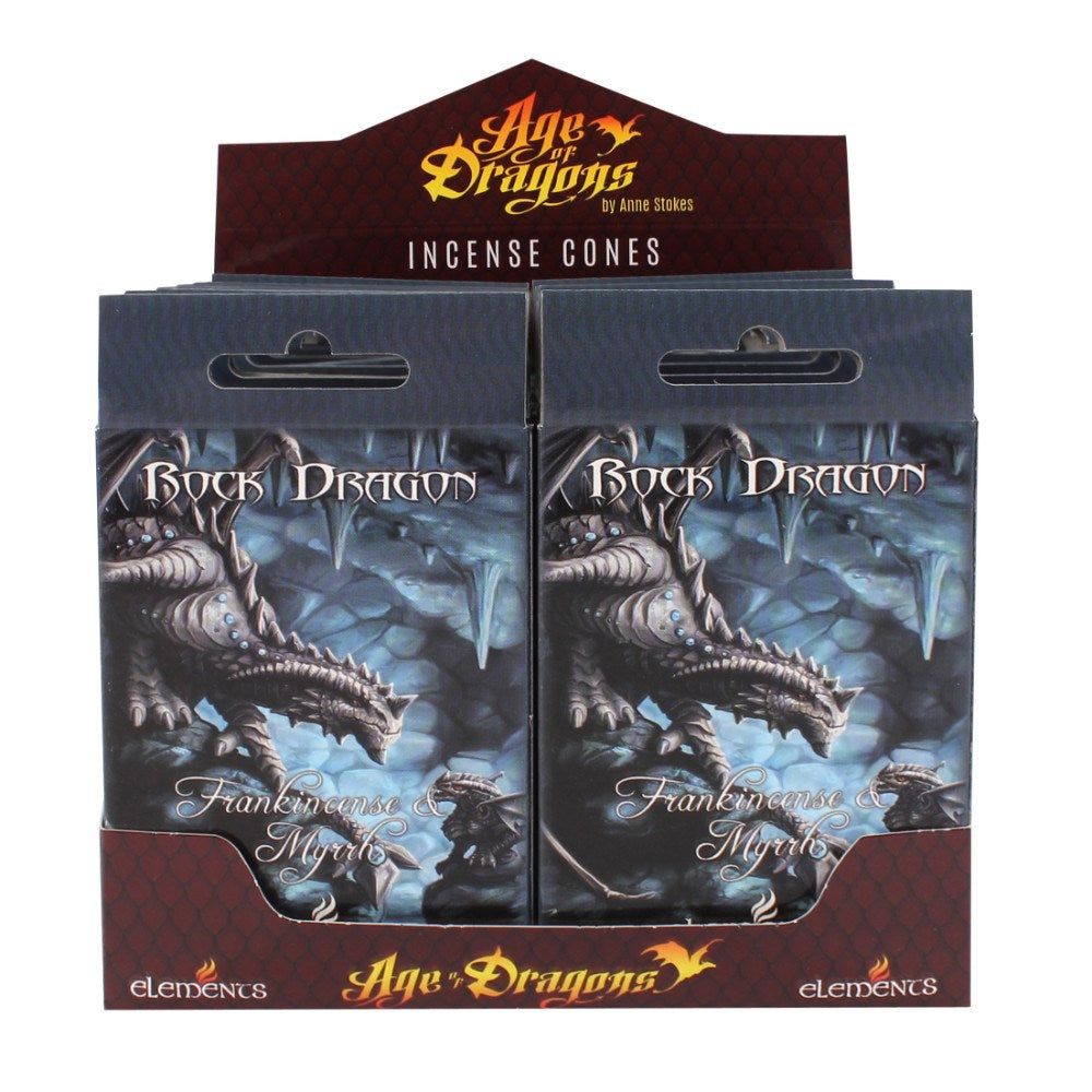 Anne Stokes Incense Cones Display - Rock Dragon (12 Packs of 15 Cones), SKU PG-13817, UPC 700317246…