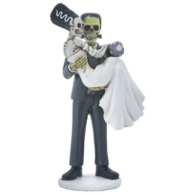 7.5&quot; Skeleton Statue - Frankenstein and Bride, SKU PG-Y8581, UPC 700317052005