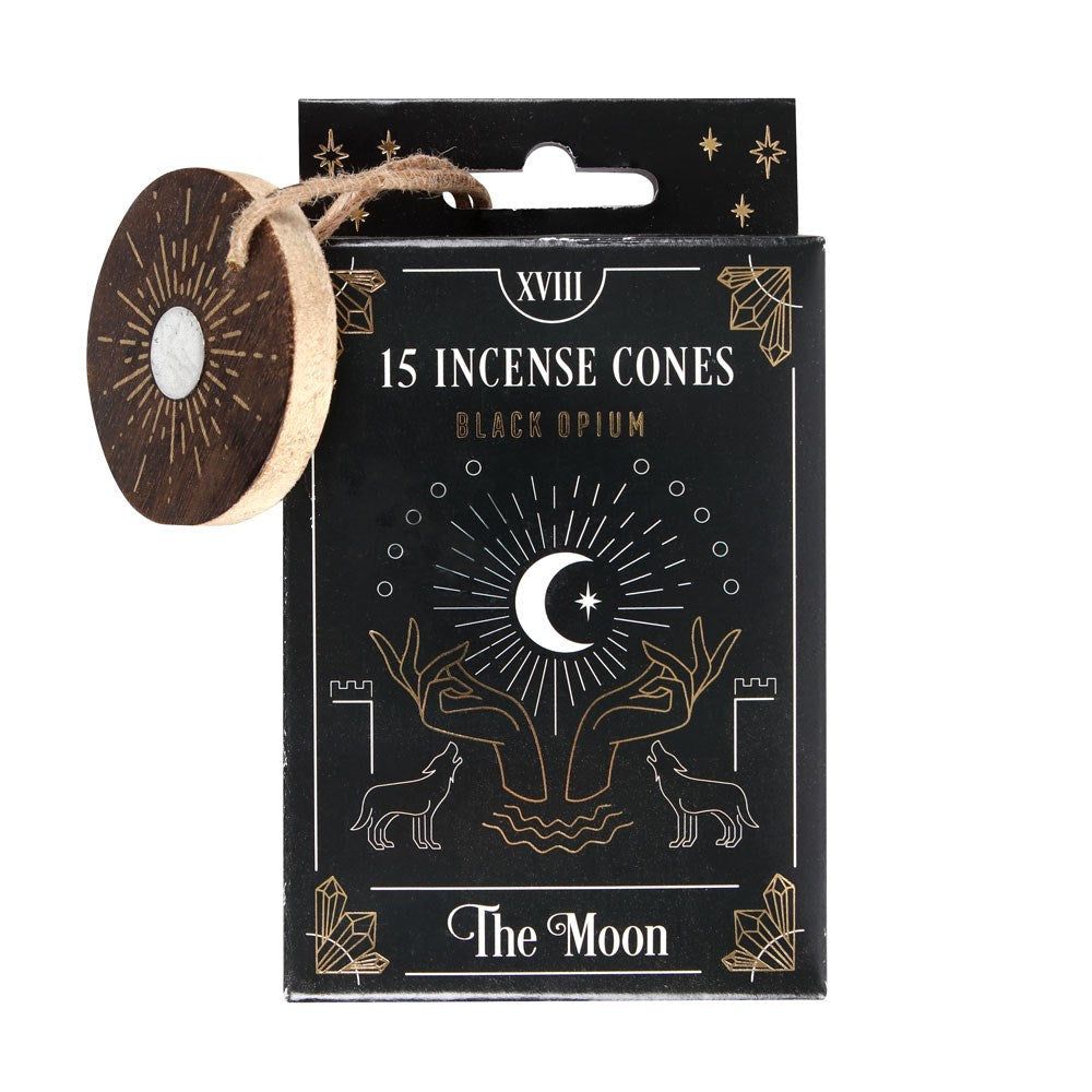Tarot Series Incense Cones - The Moon - Black Opium (Pack of 15), SKU PG-14585, UPC 700317031918