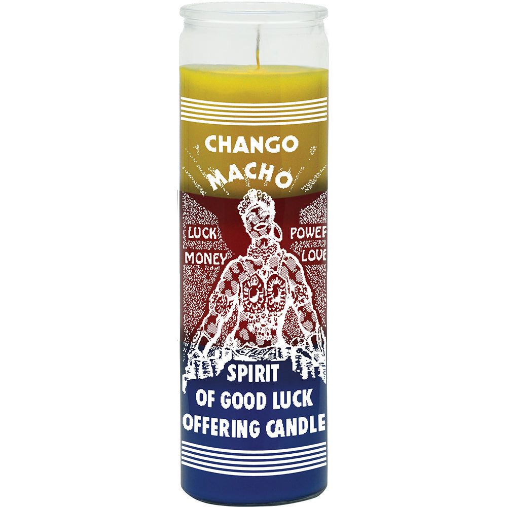 7 Day Glass Candle 3 Colors Spirit Of Luck - Yellow / Red / Blue, SKU WP-577-097, UPC 700317249429