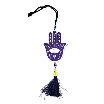 9&quot; Hanging Wooden Hamsa Hand Evil Eye, SKU WH-G, UPC 700317030973
