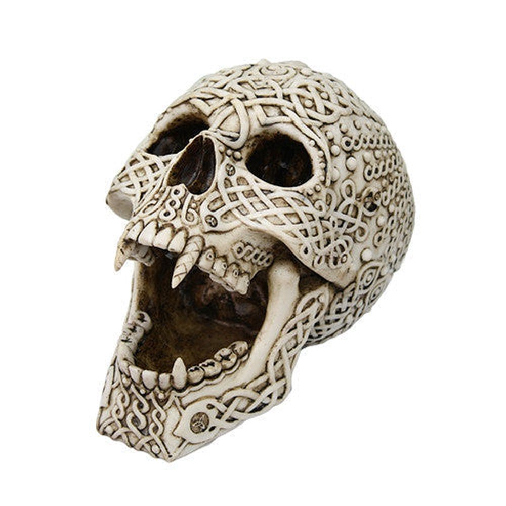 8&quot; Celtic Engraved Devil Skeleton Skull Statue, SKU PG-10449, UPC 700317023241