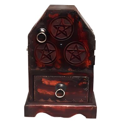 11&quot; Pentagram Wooden Cupboard, SKU BOX02, UPC 700317026983