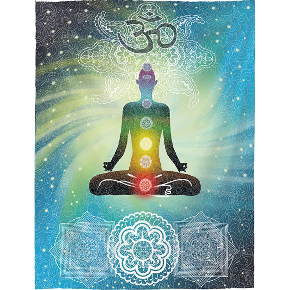 39&quot; x 59&quot; Polyester Tapestry - Om Chakra, SKU KH-57120, UPC 700317066842