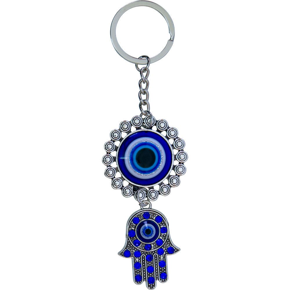 5&quot; Evil Eye Talisman Key Ring - Adorned Evil Eye with Fatima Hand, SKU KH-63442, UPC 700317121138