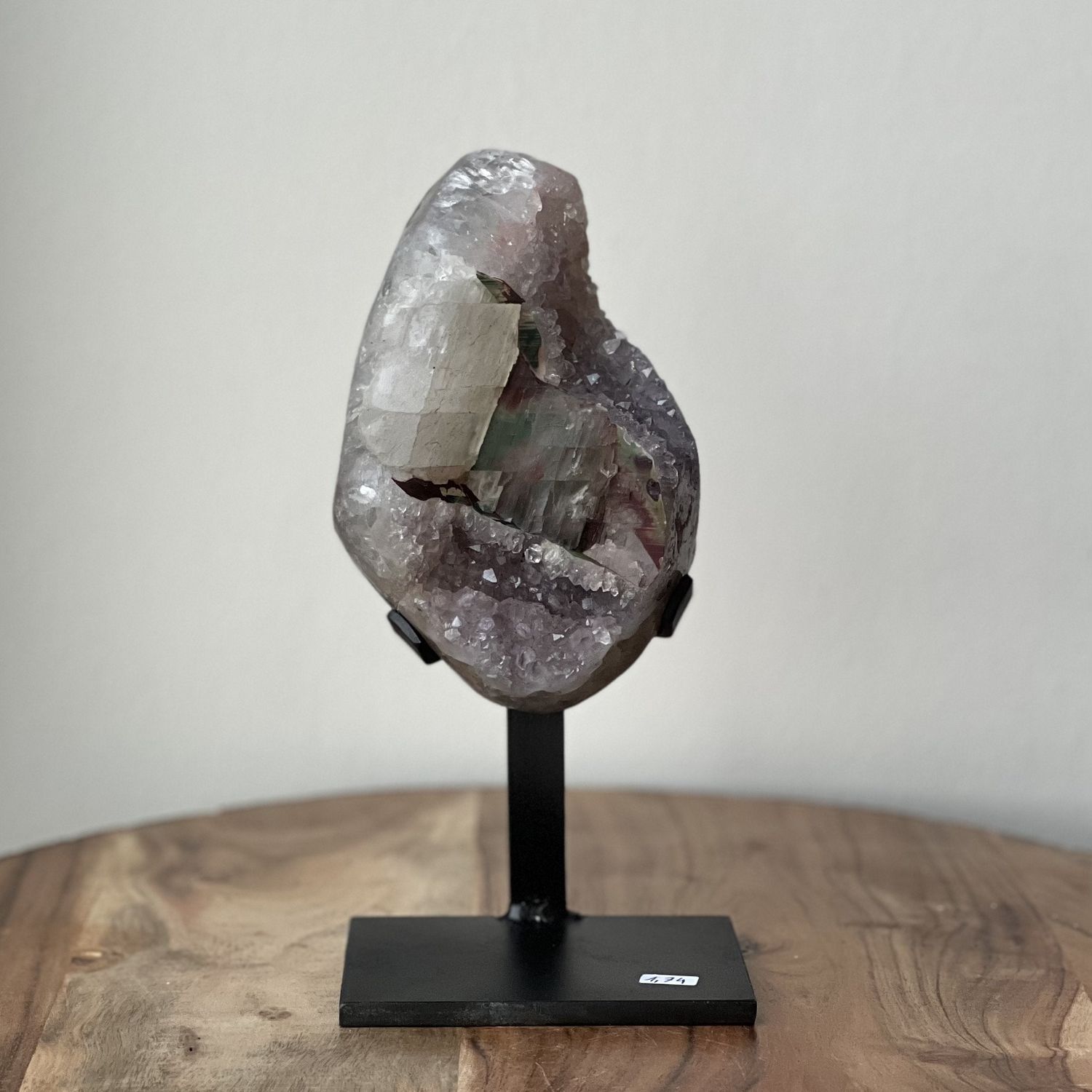 3.86 lb Amethyst Polished Geode on Metal Stand, SKU 30922046-38, UPC 6016007736785