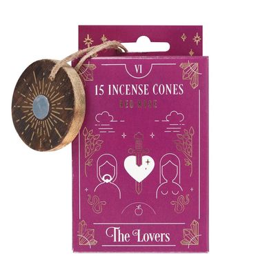 Tarot Series Incense Cones - The Lovers - Red Rose (Pack of 15), SKU PG-14588, UPC 700317031949