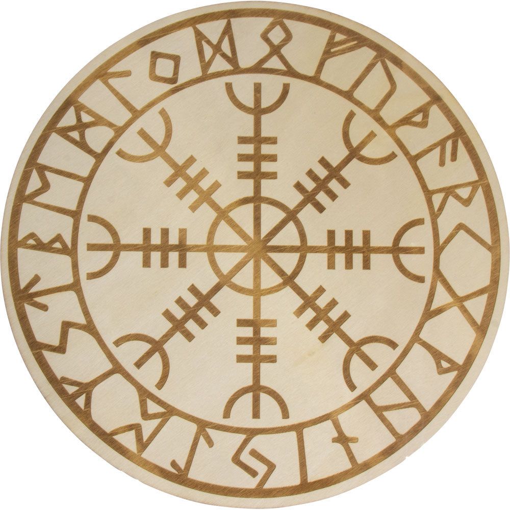 12&quot; Wood Crystal Grid - Awe with Runes, SKU KH-15203, UPC 700317121459