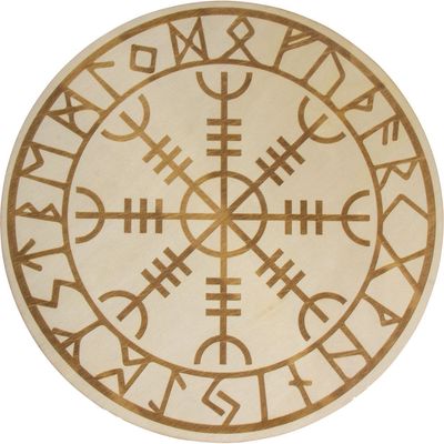 12&quot; Wood Crystal Grid - Awe with Runes, SKU KH-15203, UPC 700317121459