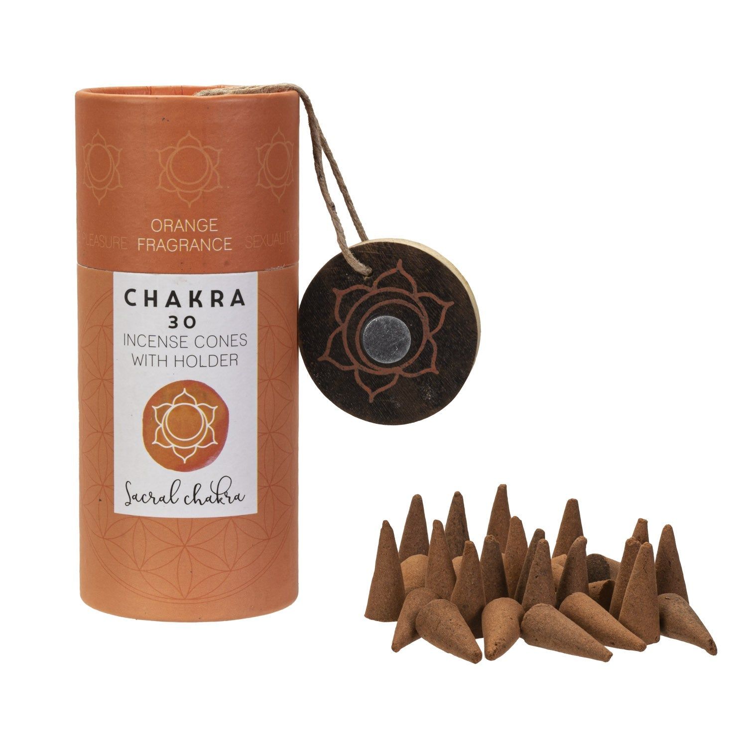 Chakra Incense Cones with Holder - Sacral (Pack of 30), SKU PG-14251, UPC 700317031789