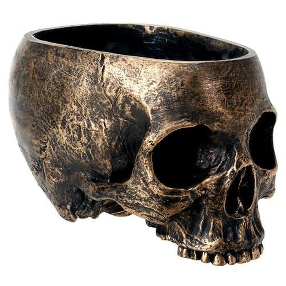 7&quot; Skull Bronze Pot Planter, SKU PG-Y8064, UPC 700317246022