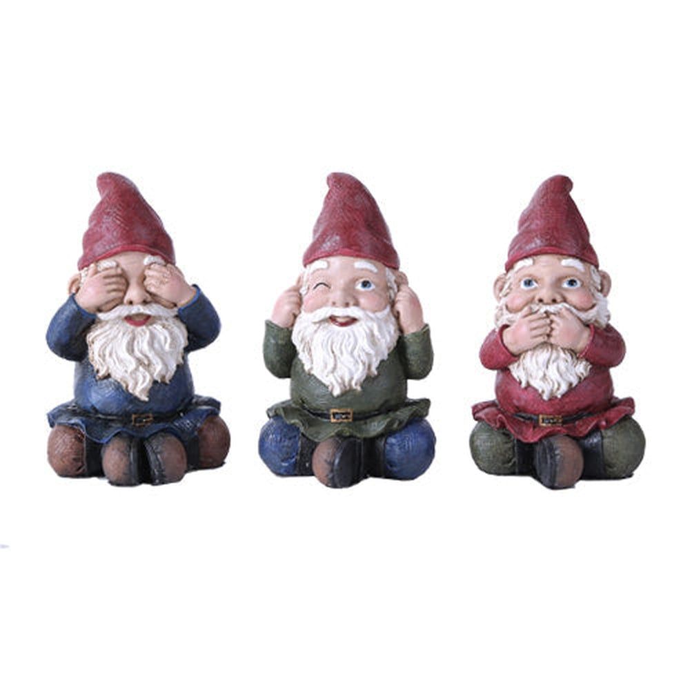 3.5&quot; Gnome Statue Set - See, Hear, Speak No Evil (Set of 3), SKU PG-11284, UPC 700317041337