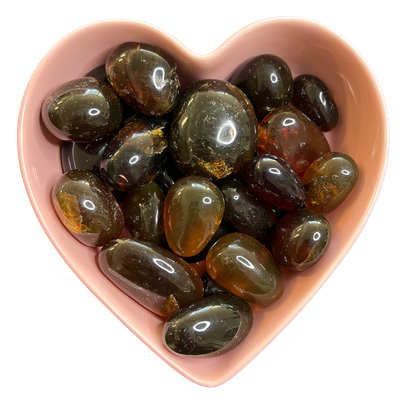 Red Amber Tumbled Stone Natural Gemstone - One Stone, SKU TR-10, UPC 700317015789