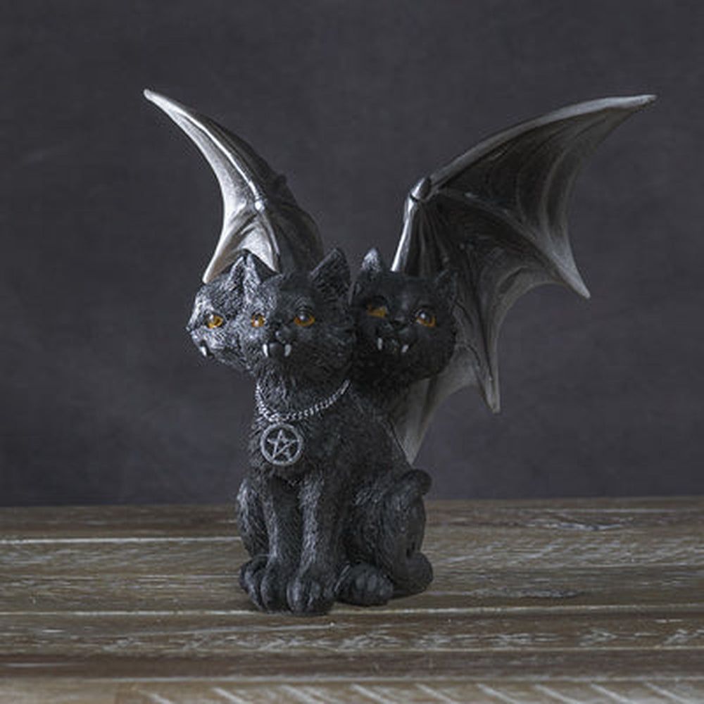 18.8&quot; Triple Headed Winged Cat Statue, SKU PG-15128, UPC 700317077701