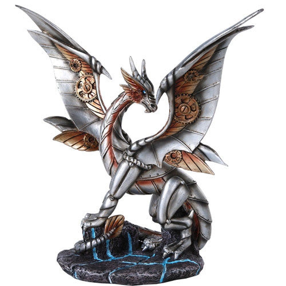 11.75&quot; Steampunk Dragon Statue, SKU PG-11635, UPC 700317118442