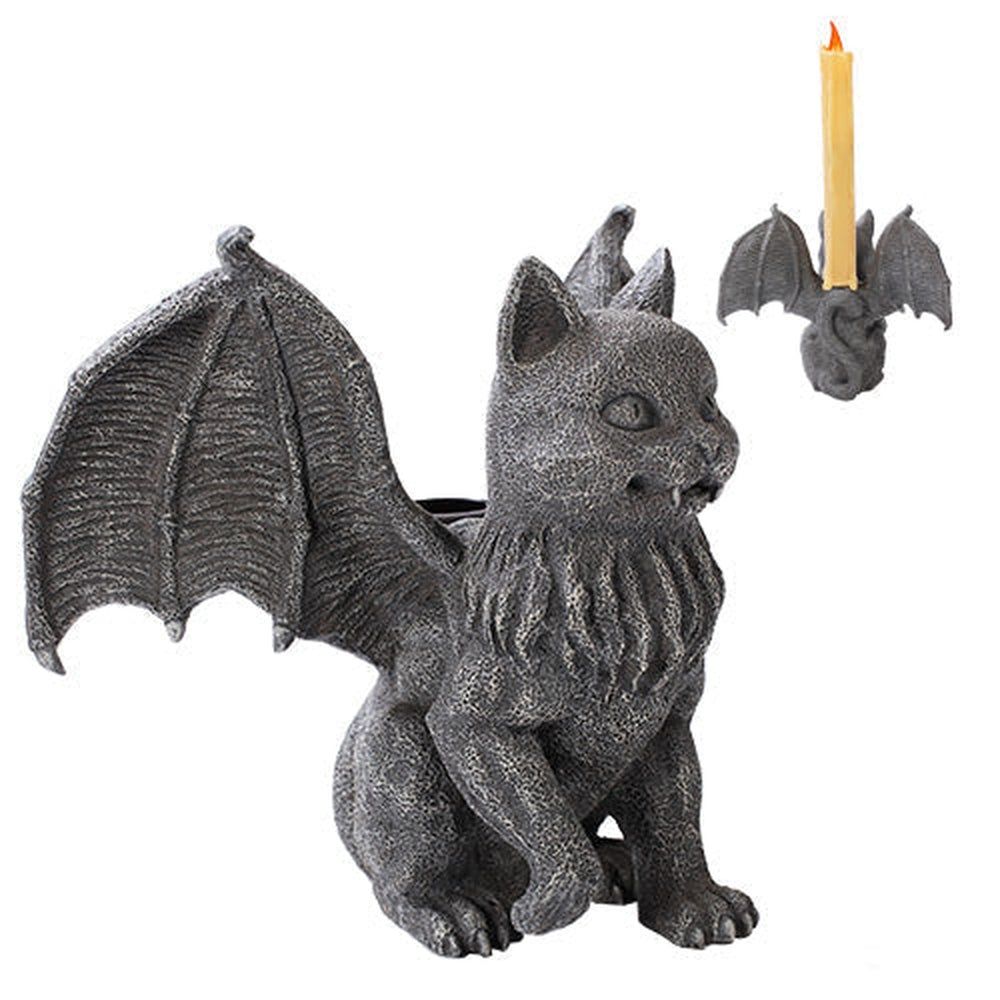 6.25&quot; Cat Gargoyle Polyresin Candle Holder, SKU PG-10910, UPC 700317023500