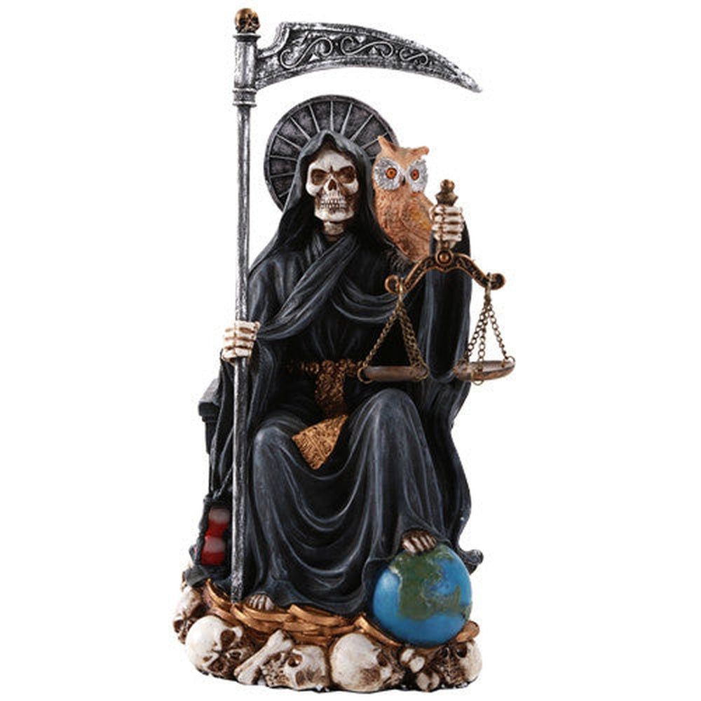 9&quot; Santa Muerte Skeleton Statue - Black, SKU PG-11550, UPC 700317051503