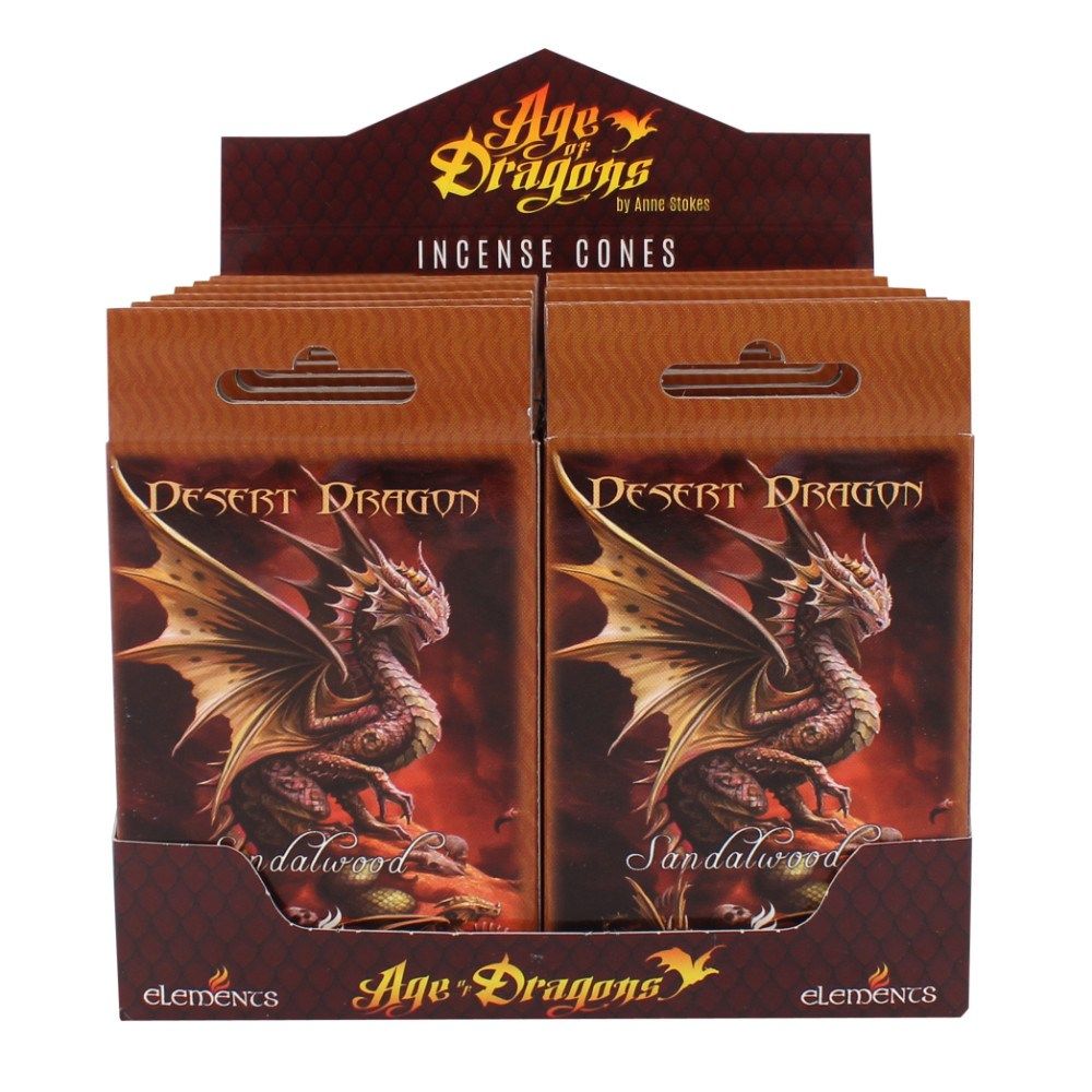 Anne Stokes Incense Cones Display - Desert Dragon (12 Packs of 15 Cones), SKU PG-13819, UPC 7003172…