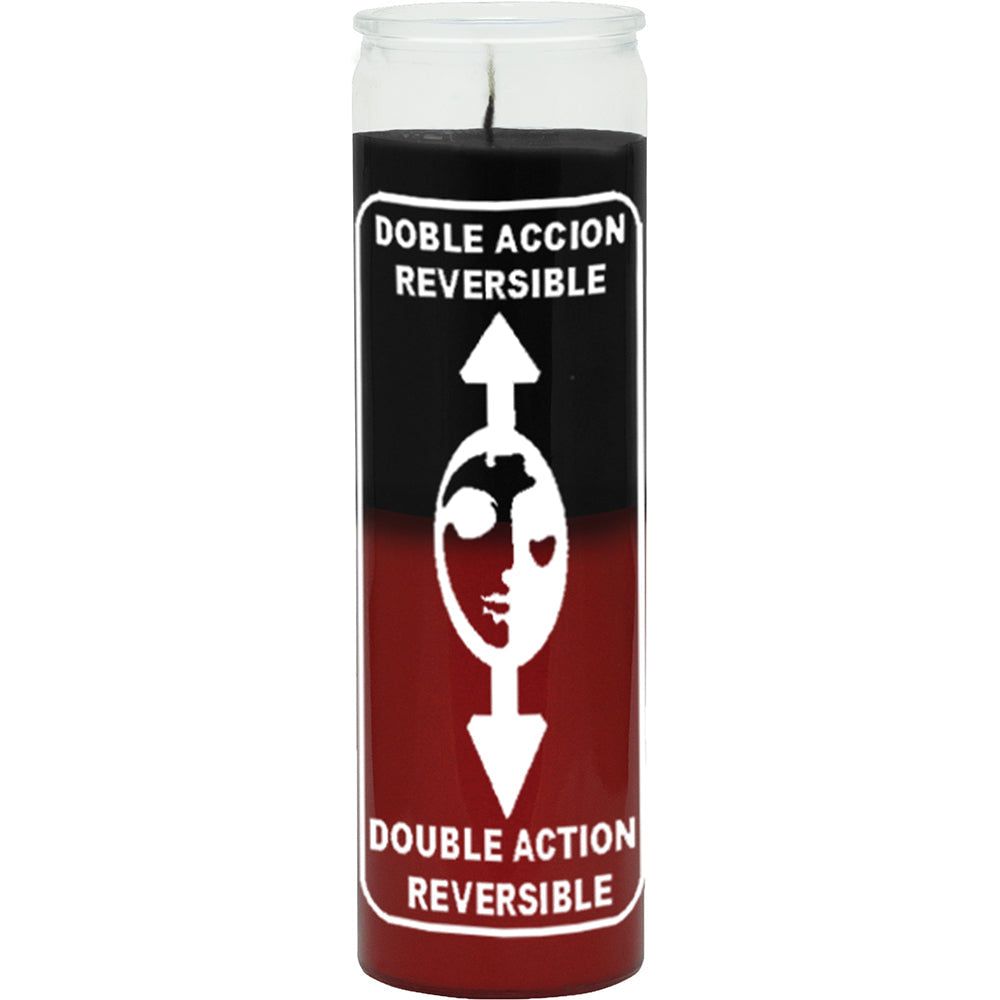 7 Day Glass Candle 2 Color Reversible - Black / Red, SKU WP-576-747-29, UPC 700317249399