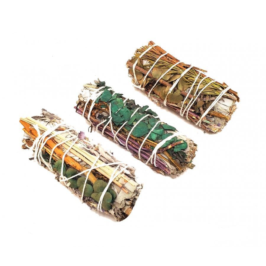 4&quot; White Sage with 7 Herbs Mix Smudge Stick, SKU MS1-N45, UPC 700317123989