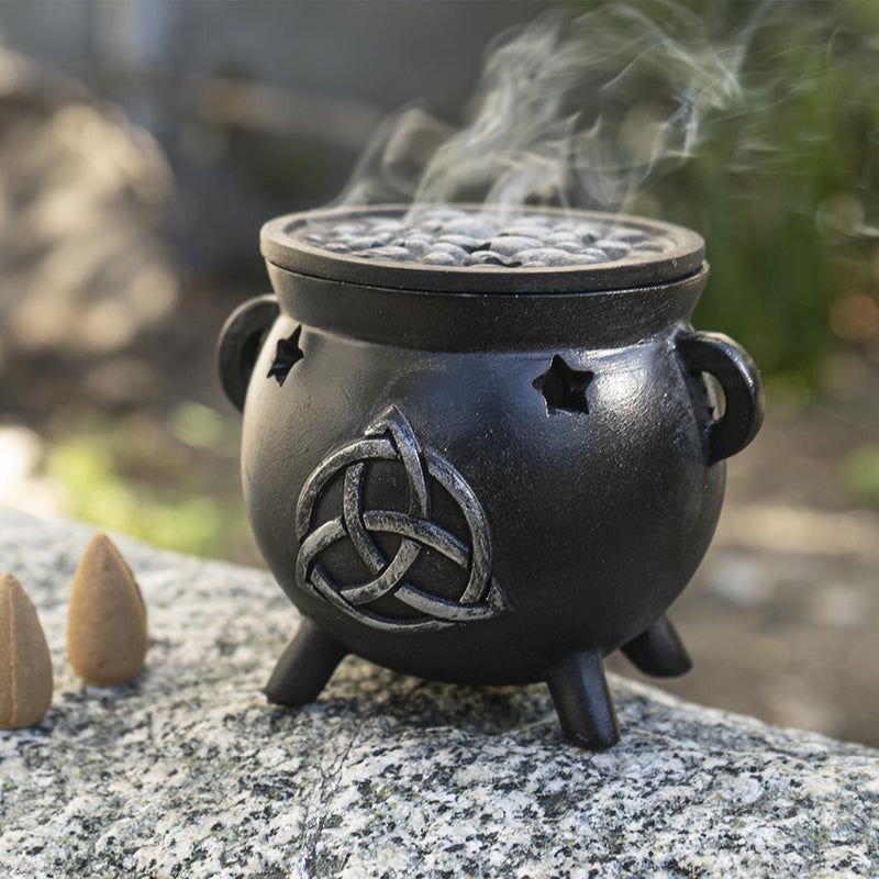 3.9&quot; Triquetra Cauldron Cone Incense Burner, SKU PG-14802, UPC 700317050148