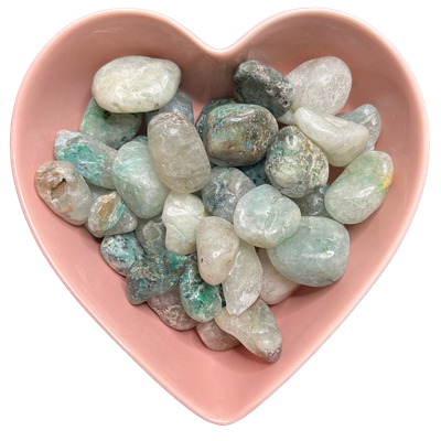 Chrysocolla in Quartz Tumbled Stone Natural Gemstone - One Stone, SKU TR-42, UPC 6016028290228
