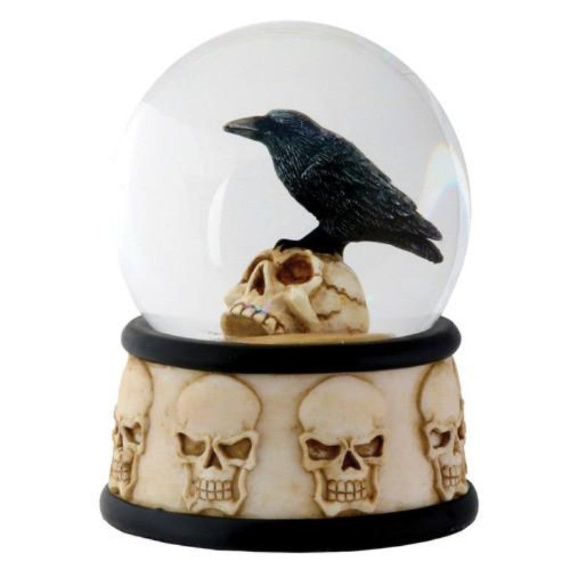 3.5&quot; Raven on Skull Water Globe, SKU PG-Y8026, UPC 700317295556