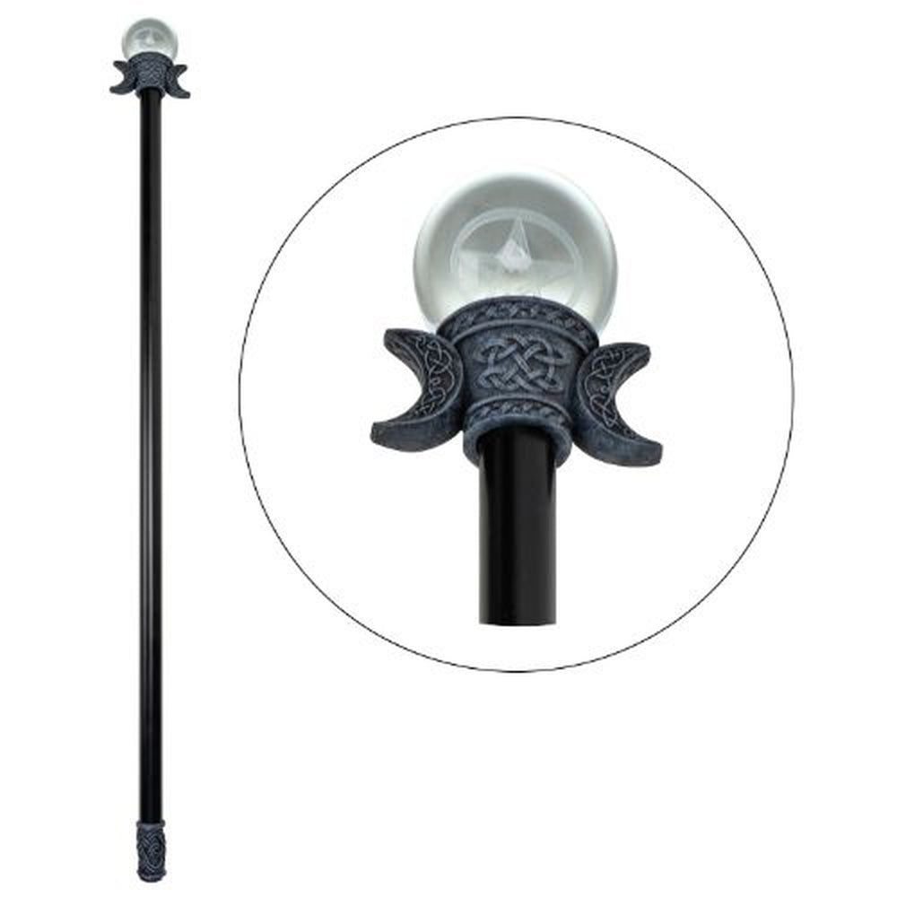35&quot; Walking Cane - Pentagram Triple Moon with LED, SKU PG-13923, UPC 700317119289