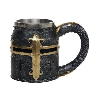 6.25&quot; Stainless Steel Resin Mug - Knight, SKU PG-11711, UPC 700317045410