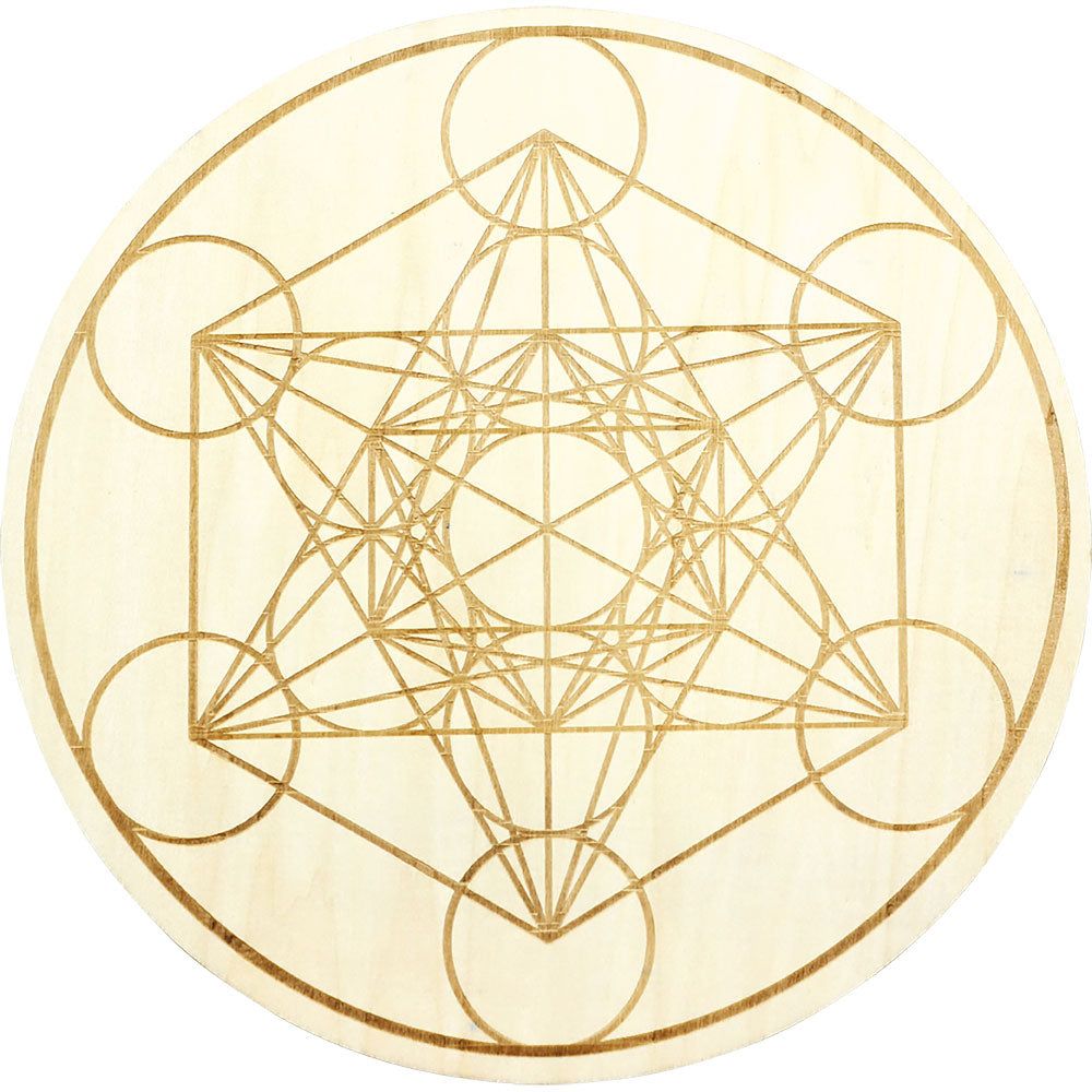 12&quot; Wood Crystal Grid - Metatron, SKU KH-15193, UPC 700317121503