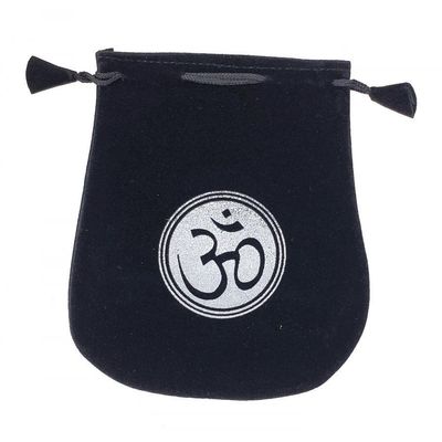 5&quot; x 5&quot; Black Velvet Bag - Om, SKU Y009-VBO, UPC 6016222470402