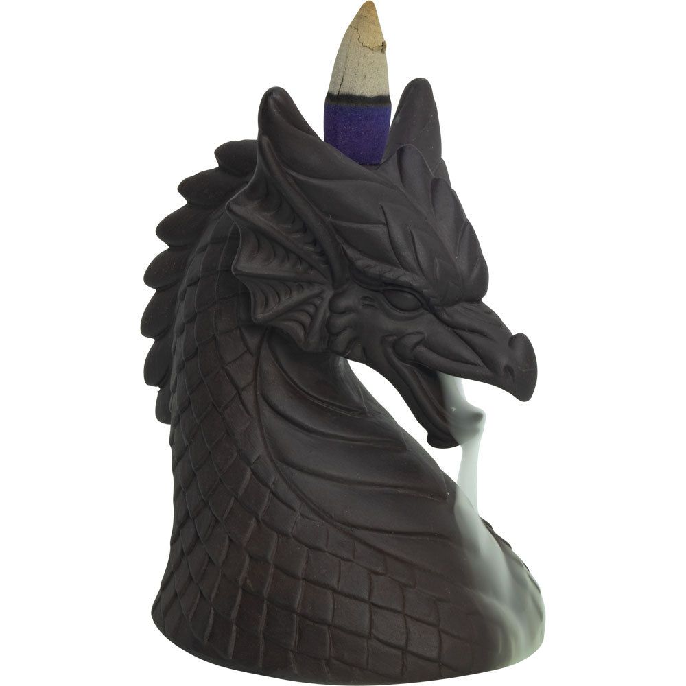 4.25&quot; Ceramic Backflow Incense Burner - Smoke Breathing Dragon Head, SKU KH-89703, UPC 700317022800